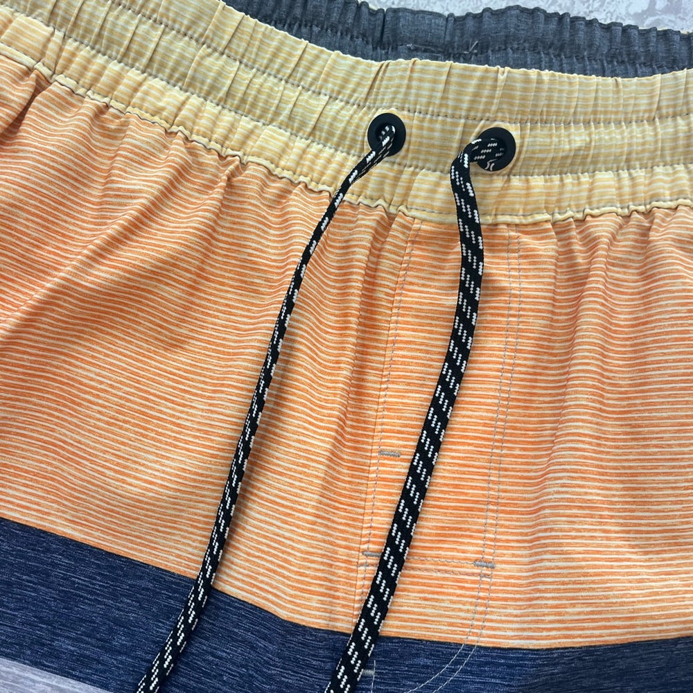 Hurley Men's Orange and Gray Striped Hybrid Swim Shorts, size L - Picture 2 of 6